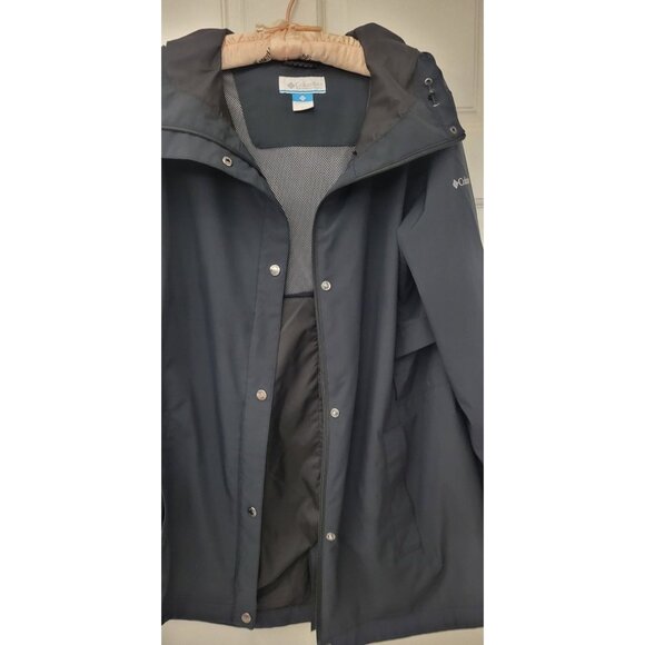 Columbia Omni -Tech Black Rain or Windbreaker Jacket XL Zip Snap Pockets - Picture 1 of 13